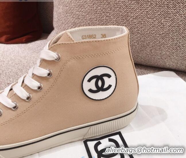 Buy Cheap Chanel Canvas High-Top Sneakers C0901 Beige 2020