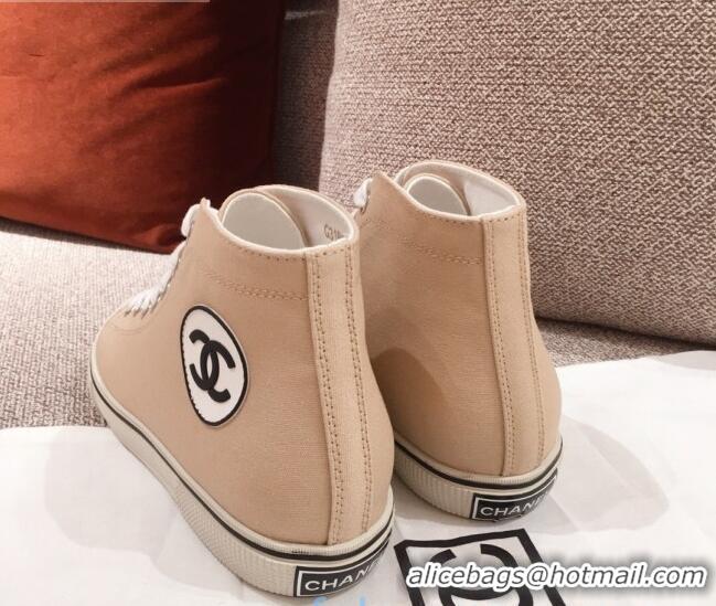 Buy Cheap Chanel Canvas High-Top Sneakers C0901 Beige 2020