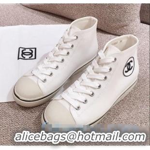 High Quality Chanel Canvas High-Top Sneakers C0901 White 2020