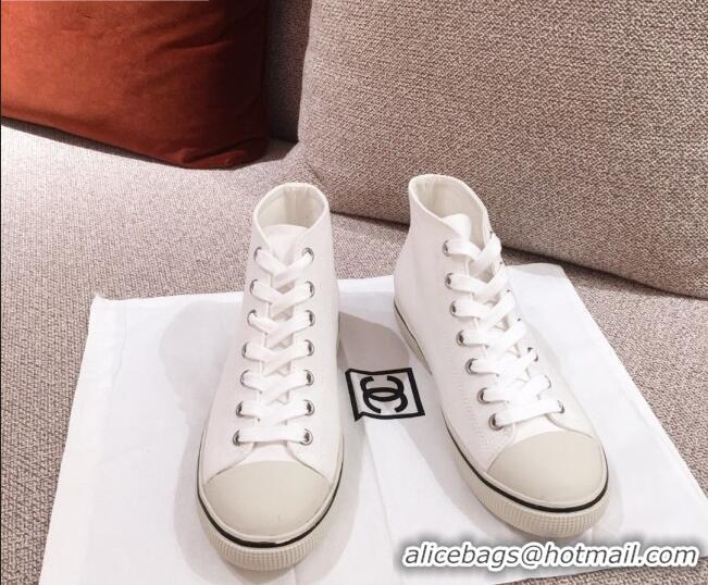 High Quality Chanel Canvas High-Top Sneakers C0901 White 2020