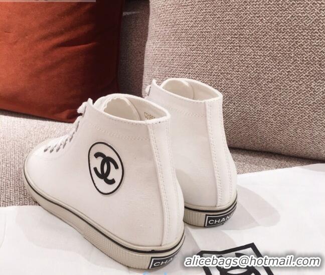 High Quality Chanel Canvas High-Top Sneakers C0901 White 2020