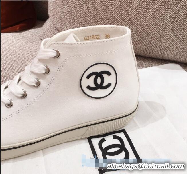 High Quality Chanel Canvas High-Top Sneakers C0901 White 2020