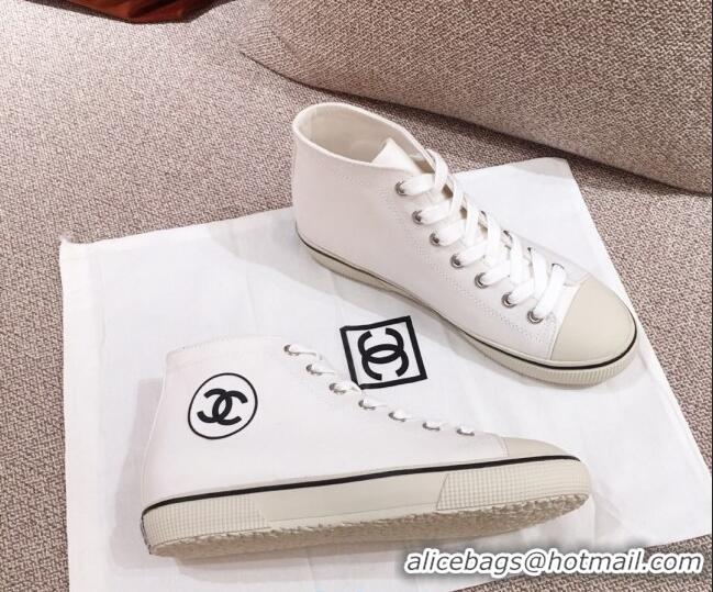 High Quality Chanel Canvas High-Top Sneakers C0901 White 2020