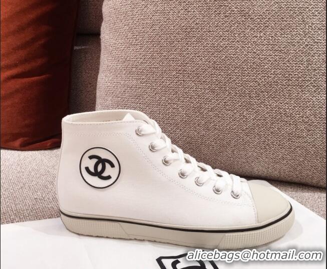 High Quality Chanel Canvas High-Top Sneakers C0901 White 2020