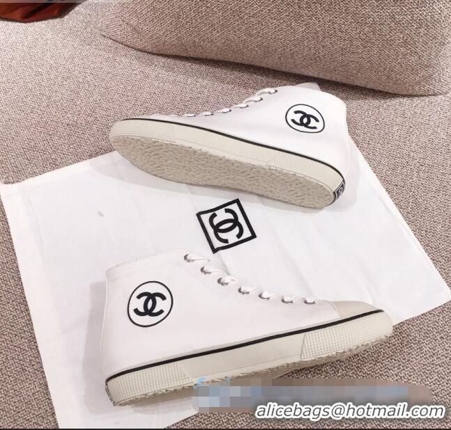 High Quality Chanel Canvas High-Top Sneakers C0901 White 2020