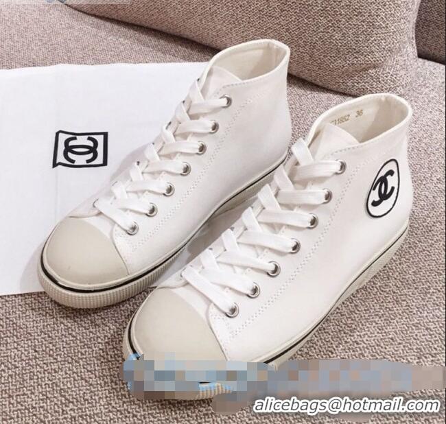 High Quality Chanel Canvas High-Top Sneakers C0901 White 2020