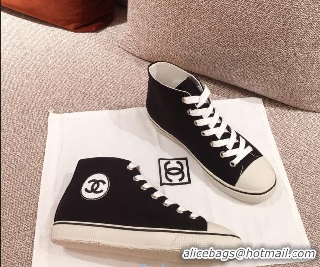 Top Quality Chanel Canvas High-Top Sneakers C0901 Black 2020