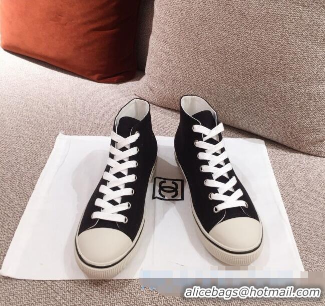 Top Quality Chanel Canvas High-Top Sneakers C0901 Black 2020