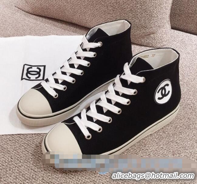 Top Quality Chanel Canvas High-Top Sneakers C0901 Black 2020