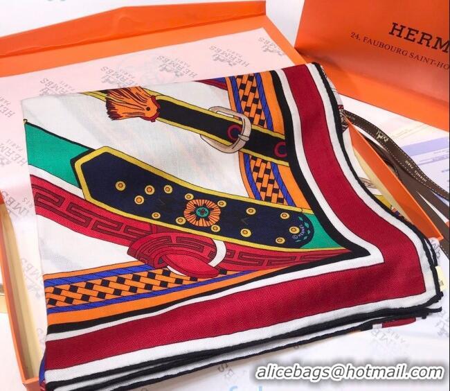 Stylish Hermes Silk and Cashmere Square Scarf 140x140cm H2081016 Red 2020