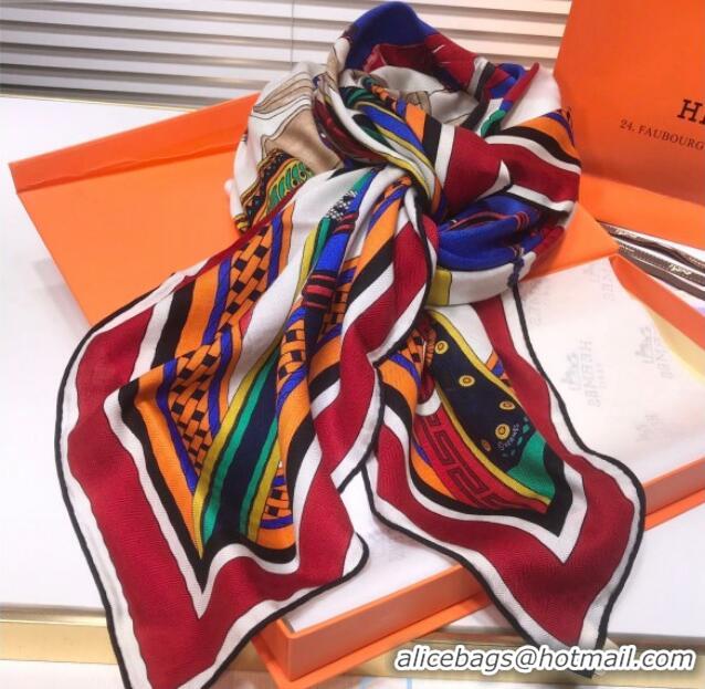 Stylish Hermes Silk and Cashmere Square Scarf 140x140cm H2081016 Red 2020