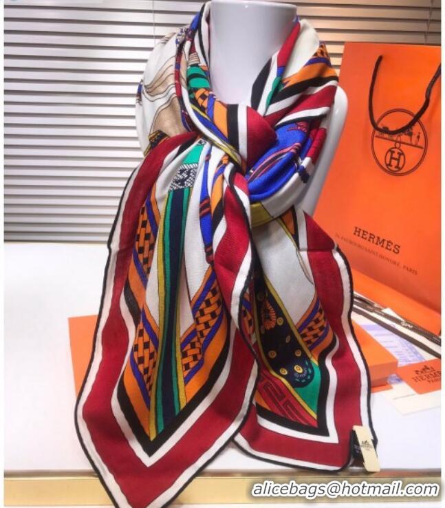 Stylish Hermes Silk and Cashmere Square Scarf 140x140cm H2081016 Red 2020