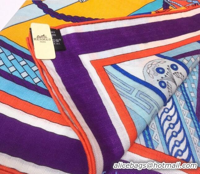 Grade Hermes Silk and Cashmere Square Scarf 140x140cm H2081017 Orange/Yellow 2020