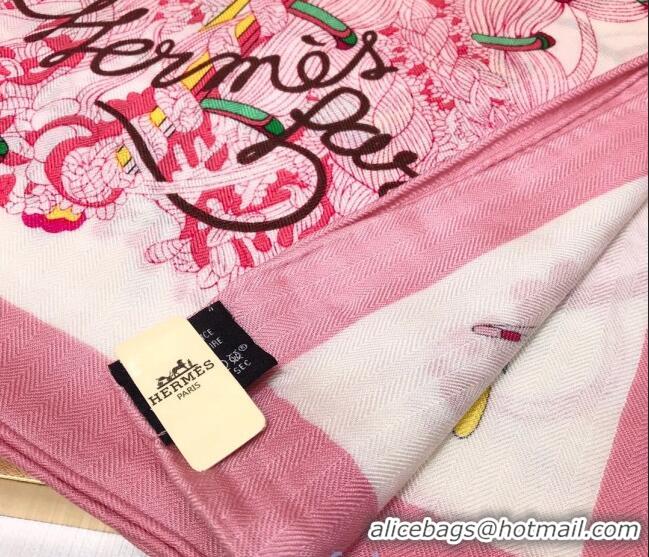 Sophisticated Hermes Silk and Cashmere Square Scarf 140x140cm H2081018 Pink 2020 