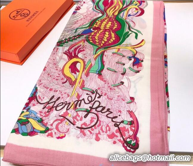 Sophisticated Hermes Silk and Cashmere Square Scarf 140x140cm H2081018 Pink 2020 