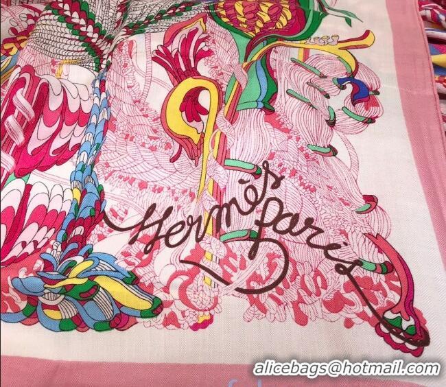 Sophisticated Hermes Silk and Cashmere Square Scarf 140x140cm H2081018 Pink 2020 