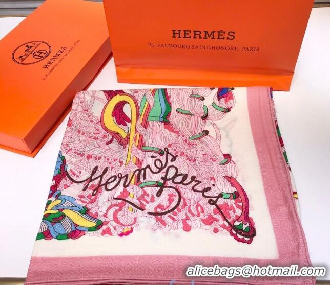 Sophisticated Hermes Silk and Cashmere Square Scarf 140x140cm H2081018 Pink 2020 