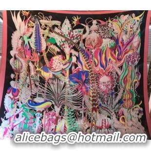 Top Design Hermes Silk and Cashmere Square Scarf 140x140cm H2081021 Pink/Black 2020