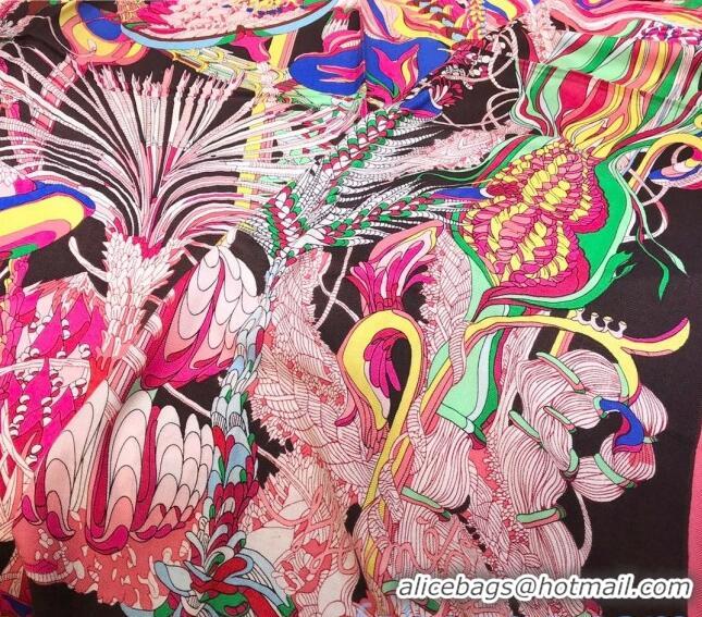 Top Design Hermes Silk and Cashmere Square Scarf 140x140cm H2081021 Pink/Black 2020