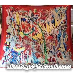 Stylish Hermes Silk and Cashmere Square Scarf 140x140cm H2081021 Red 2020