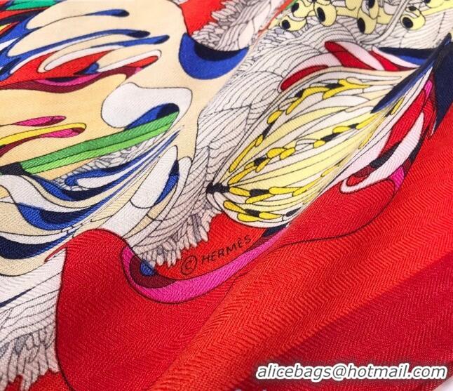 Stylish Hermes Silk and Cashmere Square Scarf 140x140cm H2081021 Red 2020