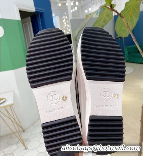 Wholesale Chanel Canvas Platform Open Back Sneakers Mules C0912 White 2020