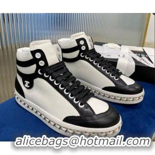 Best Quality Chanel Chain Charm High-top Sneakers C0939 White 2020