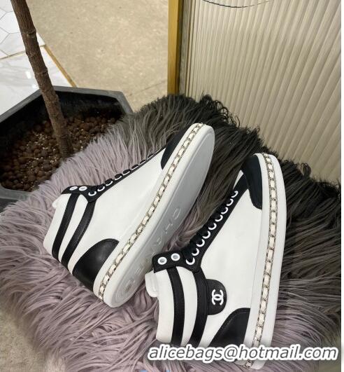 Best Quality Chanel Chain Charm High-top Sneakers C0939 White 2020