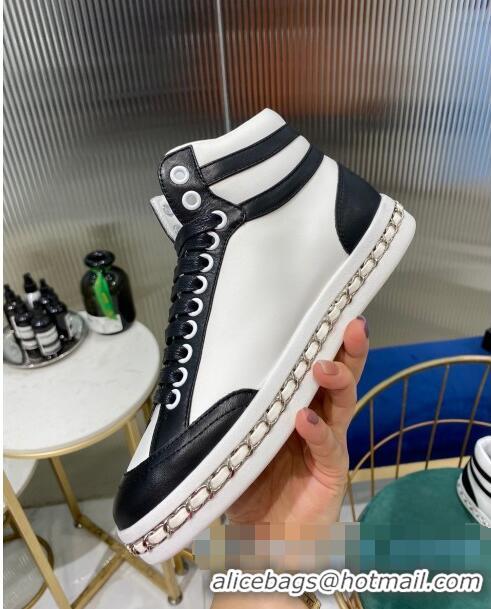 Best Quality Chanel Chain Charm High-top Sneakers C0939 White 2020