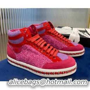 Best Price Chanel Chain Charm High-top Sneakers C0939 Pink 2020