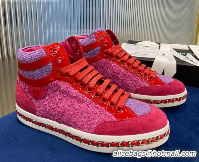 Best Price Chanel Chain Charm High-top Sneakers C0939 Pink 2020