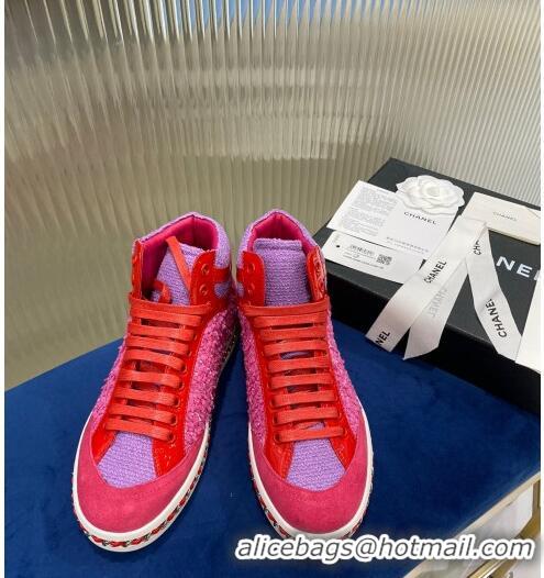 Best Price Chanel Chain Charm High-top Sneakers C0939 Pink 2020