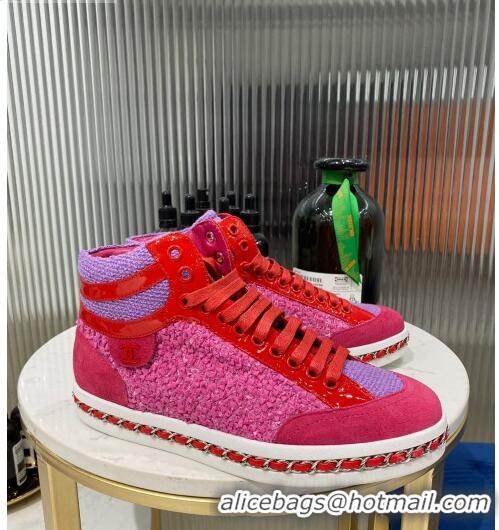 Best Price Chanel Chain Charm High-top Sneakers C0939 Pink 2020