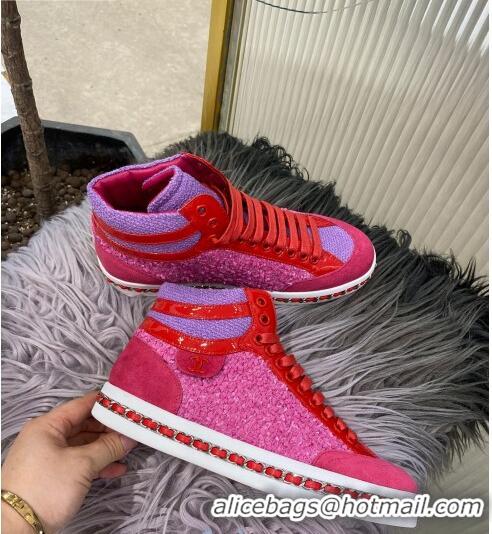 Best Price Chanel Chain Charm High-top Sneakers C0939 Pink 2020