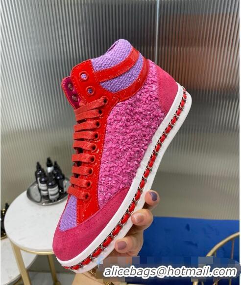 Best Price Chanel Chain Charm High-top Sneakers C0939 Pink 2020