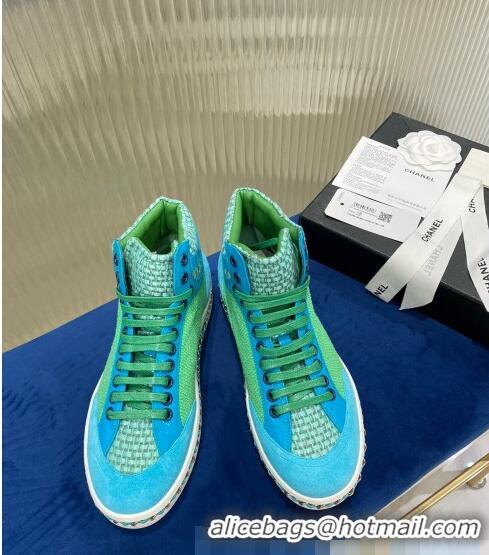 Top Quality Chanel Chain Charm High-top Sneakers C0939 Green 2020