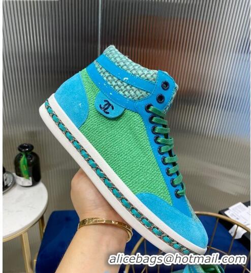 Top Quality Chanel Chain Charm High-top Sneakers C0939 Green 2020