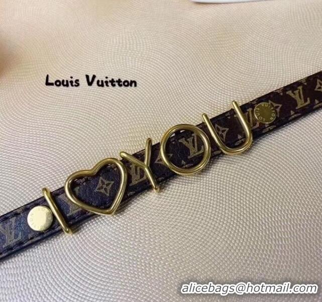 New Style Louis Vuitton Monogram Canvas I LOVE YOU Charm Bracelet LV0517 2019