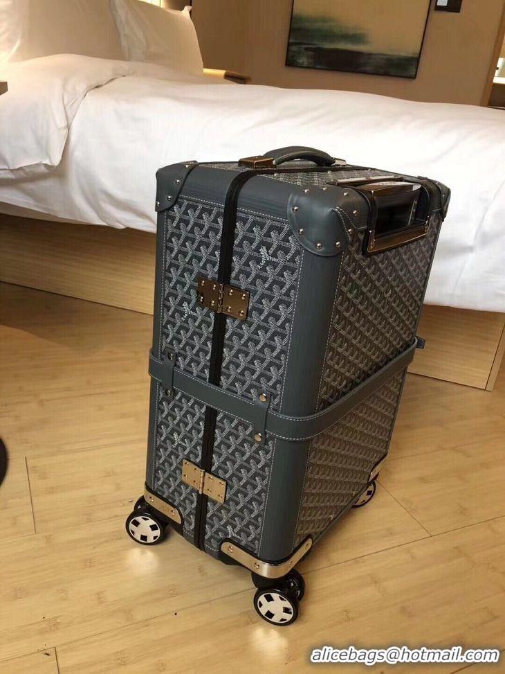 High Quality Goyard Original Trolley Travel Luggage In 20 inch G44009 Dark Grey