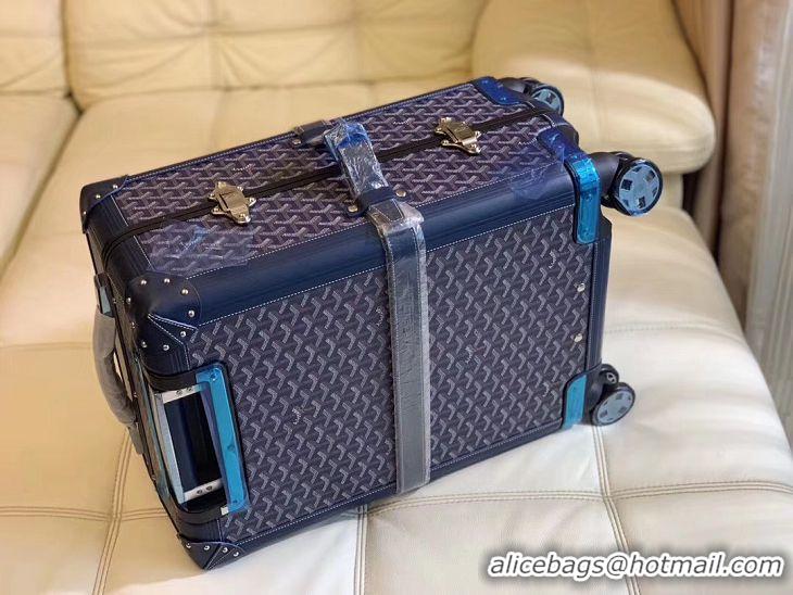 Popular Style Goyard Original Trolley Travel Luggage In 20 inch G44009 Navy Blue