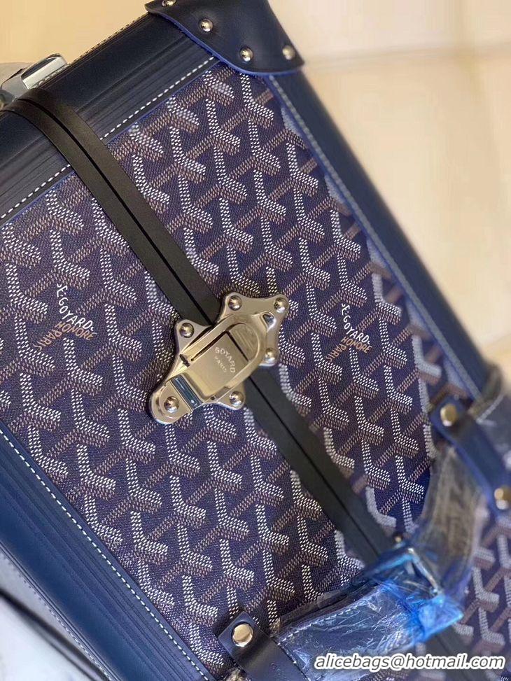 Popular Style Goyard Original Trolley Travel Luggage In 20 inch G44009 Navy Blue