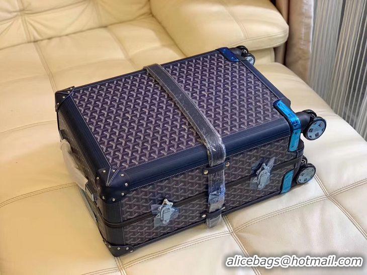 Popular Style Goyard Original Trolley Travel Luggage In 20 inch G44009 Navy Blue