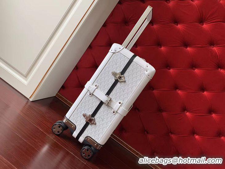 Famous Brand Goyard Original Trolley Travel Luggage In 20 Inch G44009 White