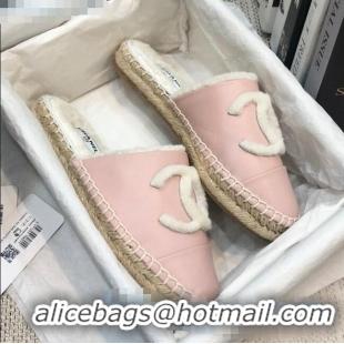 Spot Luxury Chanel Lambskin Wool CC Espadrilles Mules C0915 Pink 2020