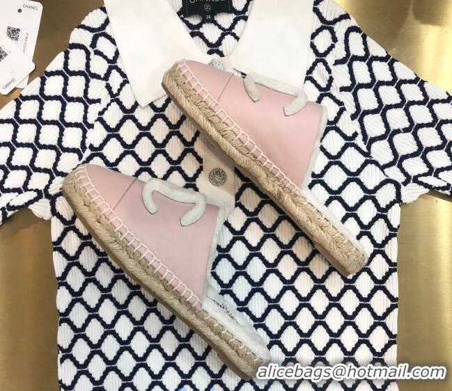 Spot Luxury Chanel Lambskin Wool CC Espadrilles Mules C0915 Pink 2020