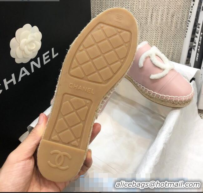 Spot Luxury Chanel Lambskin Wool CC Espadrilles Mules C0915 Pink 2020