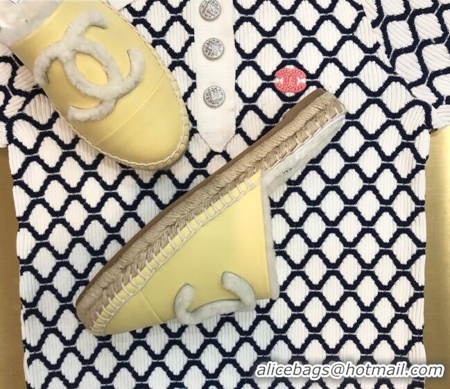 Buy Fashion Chanel Lambskin Wool CC Espadrilles Mules C0915 Yellow 2020