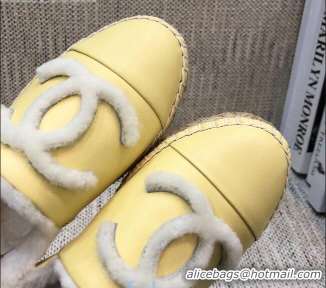 Discount Chanel Lambskin Wool CC Flat Espadrilles C0922 Yellow 2020