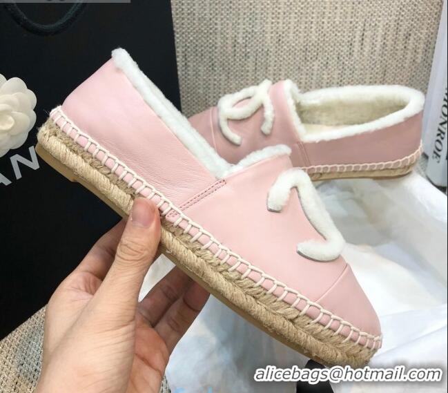 Buy Discount Chanel Lambskin Wool CC Flat Espadrilles C0922 Pink 2020