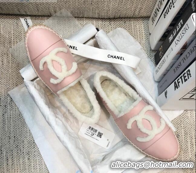 Buy Discount Chanel Lambskin Wool CC Flat Espadrilles C0922 Pink 2020